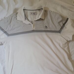 Original Penguin Men's Polo Shirt in White and Gray